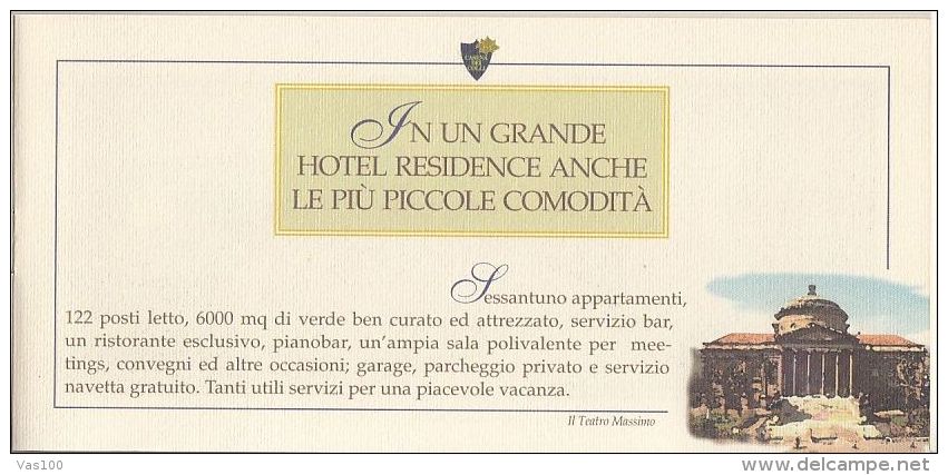 PALERMO-CASENA DEI COLLI HOTEL PRESENTATION BOOK, 8 PAGES, CASTLE STAMP, 1995, ITALY