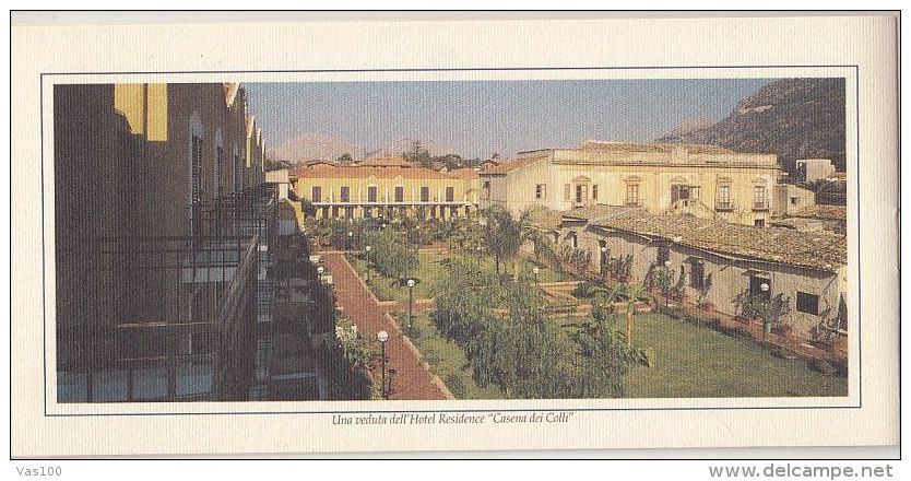 PALERMO-CASENA DEI COLLI HOTEL PRESENTATION BOOK, 8 PAGES, CASTLE STAMP, 1995, ITALY