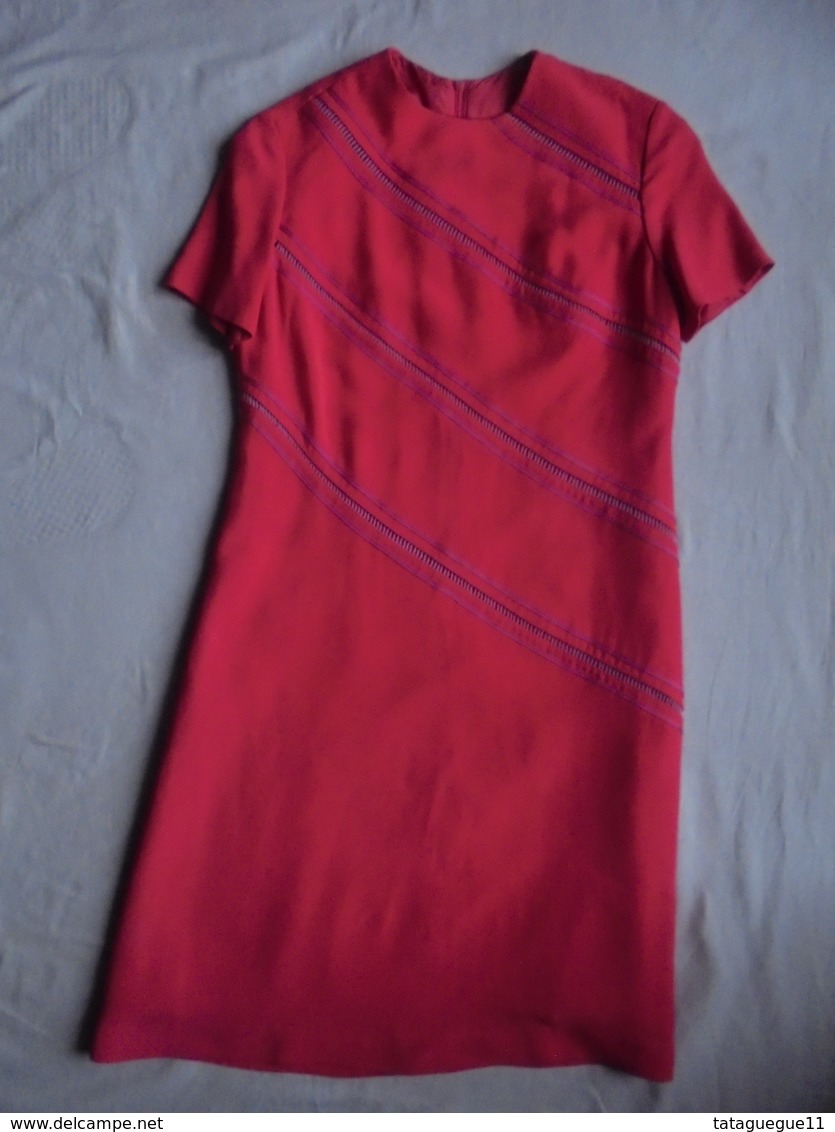 Vintage - Robe Rouge 100 % Rayonne T 38 Années 70 - 1940-1970