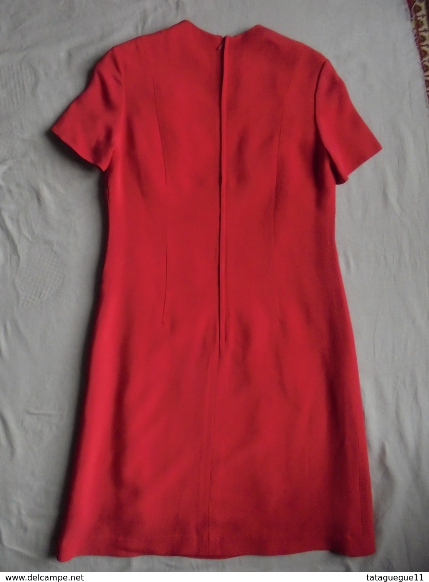 Vintage - Robe rouge 100 % rayonne T 38 Années 70