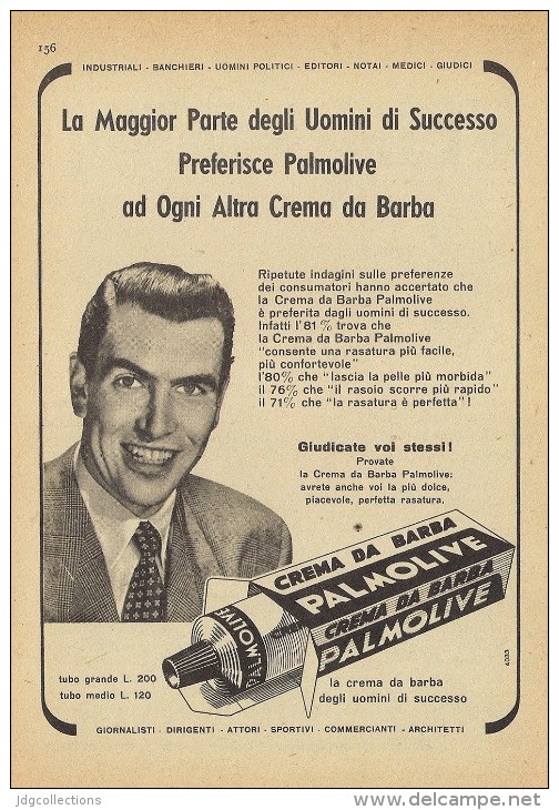 # PALMOLIVE SHAVING CREAM, ITALY 1950s Advert Pubblicità Publicitè Reklame Crema Barba Afeitar Creme Rasage Rasierschaum - Sin Clasificación