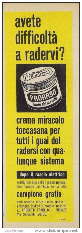 # PRORASO SHAVING CREAM, ITALY 1950s Advert Pubblicità Publicitè Reklame Crema Barba Afeitar Creme Rasage Rasierschaum - Zonder Classificatie
