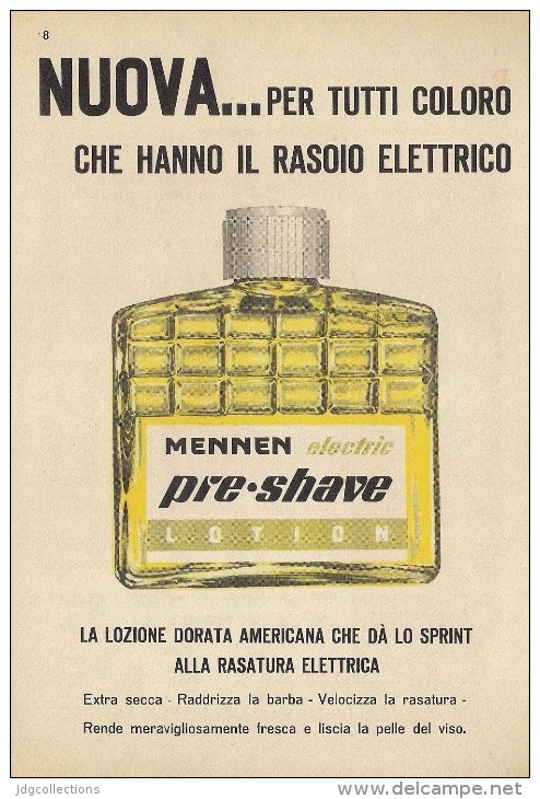 # MENNEN PRE.SHAVE,  ITALY 1950s Advert Pubblicità Publicitè Reklame Lotion Lozione Barba - Zonder Classificatie