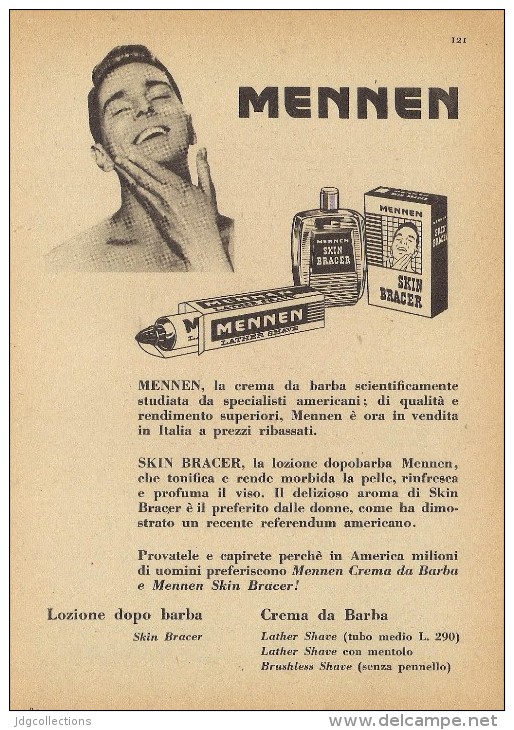 # MENNEN SKIN BRACER,  ITALY 1950s Advert Pubblicità Publicitè Reklame Lotion Lozione Cream Crema Barba - Non Classés