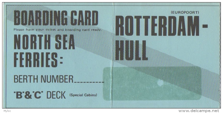 Billet/Ticket.Bateau.Boarding Card. North Sea Ferries. Rotterdam-Hull. - Autres & Non Classés