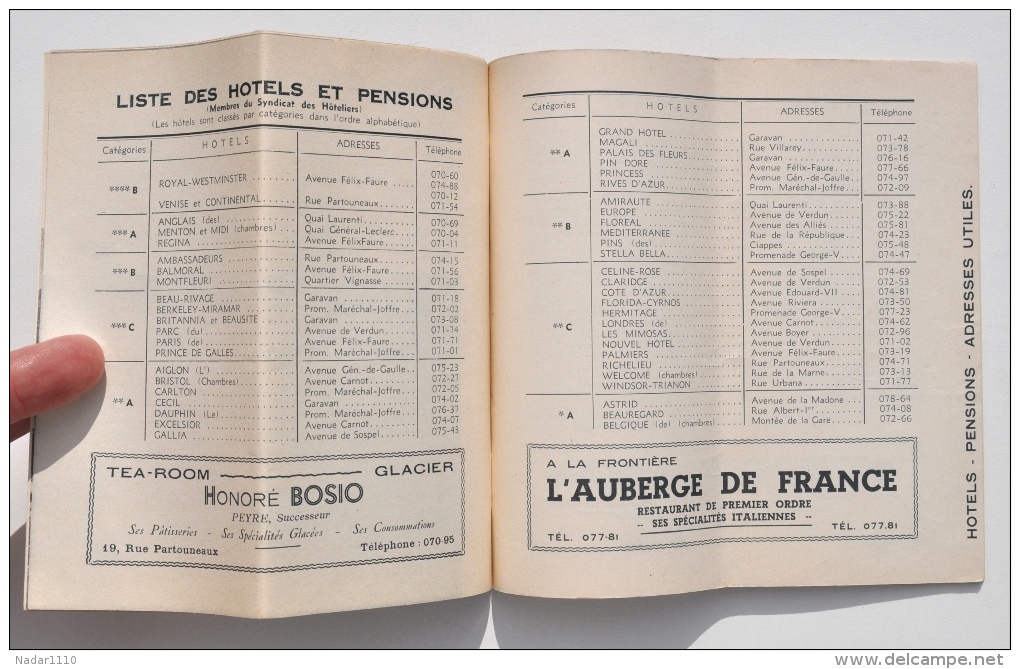 MENTON - Guide du visiteur, 1949 - 52 pages.