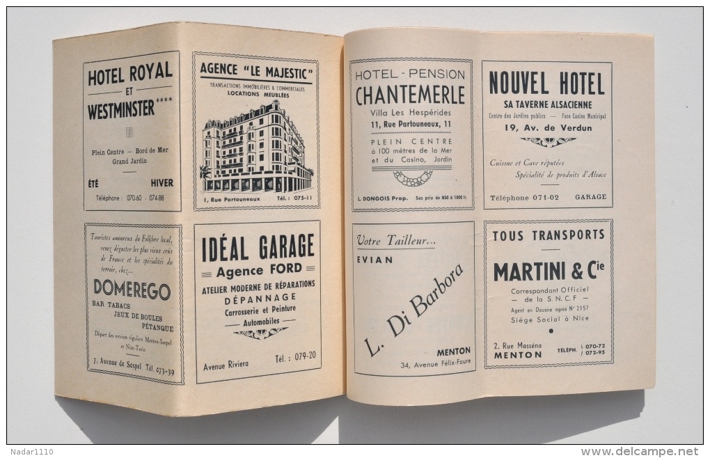 MENTON - Guide du visiteur, 1949 - 52 pages.