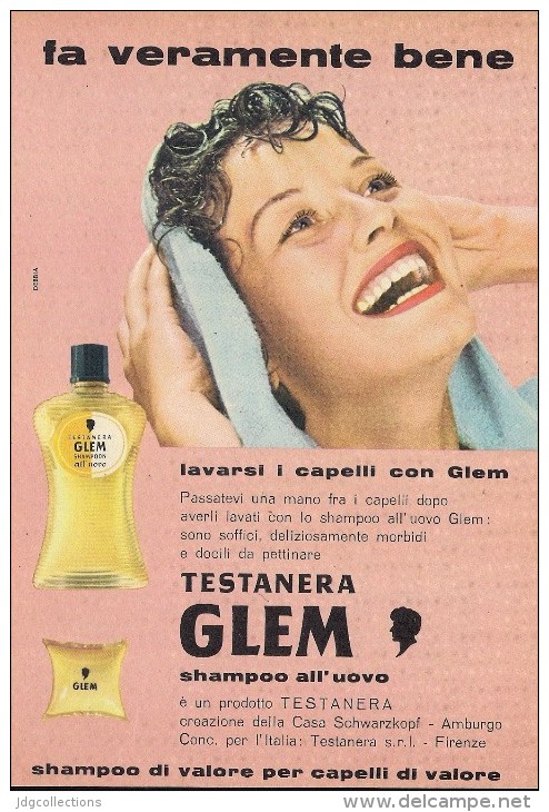 # GLEM TESTANERA SCHWARZKOPF EGG SHAMPOO, ITALY 1950s Advert Pubblicità Publicitè Reklame Hair Cheveux Haar Beautè Oeuf - Unclassified