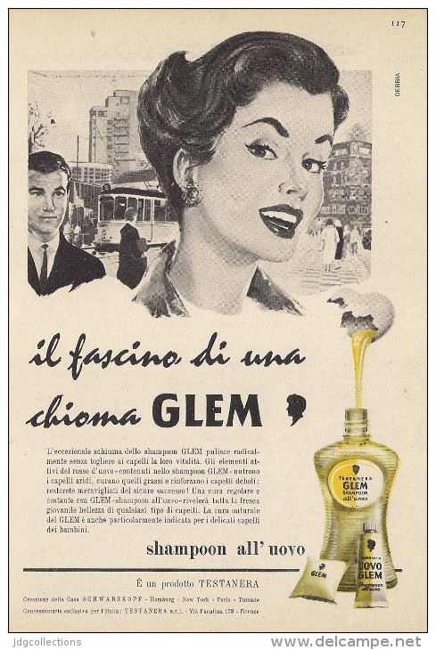 # GLEM TESTANERA SCHWARZKOPF EGG SHAMPOO, ITALY 1950s Advert Pubblicità Publicitè Reklame Hair Cheveux Haar Beautè Oeuf - Non Classificati