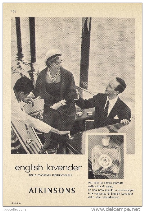 # ATKINSONS ENGLISH LAVENDER 1950s Italy Advert Pubblicità Publicitè Parfum Perfume Profumo Cosmetics Boat Venice Venise - Ohne Zuordnung