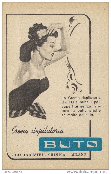 # CREMA DEPILATORIA CIBA BUTO 1950s Advert Pubblicità Publicitè Reklame Hair Removal Cream Creme Depilatoire Protector - Unclassified