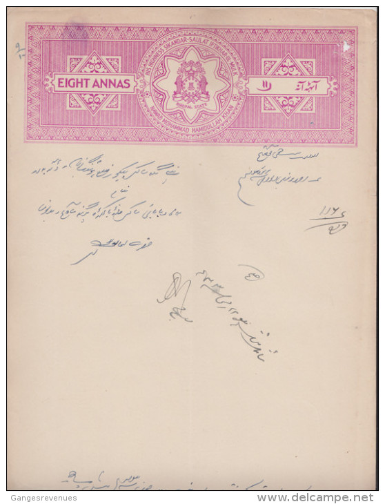 BHOPAL  State  12A  Voilet  Stamp Paper  Type 50  K&M 508a   # 85557  India  Inde  Indien Revenue Fiscaux - Bhopal