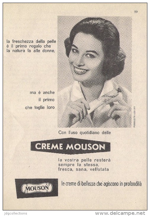 # CREME MOUSON 1950s Advert Pubblicità Publicitè Reklame Moisturizing Cream Creme Hydratante Protector - Sin Clasificación