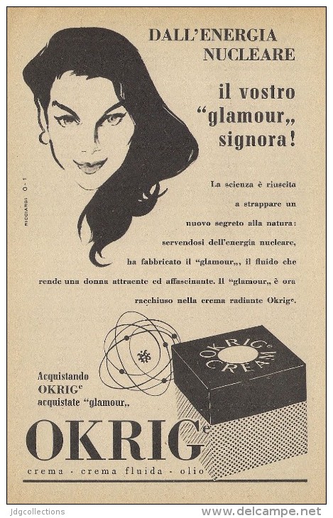 # CREMA RADIANTE NUCLEARE OKRIG 1950s Advert Pubblicità Publicitè Reklame Moisturizing Cream Creme Hydratante Protector - Non Classés