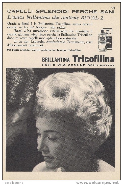 # BRILLANTINA TRICOFILINA, ITALY 1950s Advert Pubblicità Publicitè Reklame Hair Fixer Fixateur Cheveux Fijador Haar - Unclassified