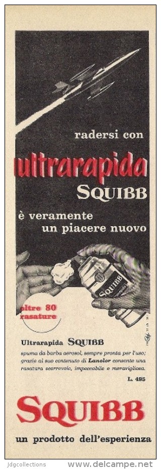 # SQUIBB SHAVING CREAM, ITALY 1950s Advert Pubblicità Publicitè Reklame Crema Barba Creme Rasage Rasierschaum AirFighter - Non Classés