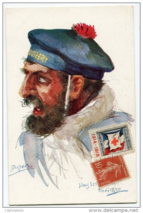 FRANCE THEME CROIX-ROUGE CARTE POSTALE N°5 NOS POILUS AVEC VIGNETTE Ste Fce SECOURS AUX BLESSES MILITAIRES.....1914-1915 - WW I