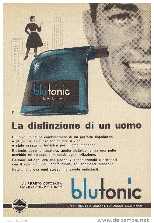 # BLU TONIC AFTER SHAVE LOTION, ITALY 1950s Advert Pubblicità Publicitè Reklame Barba Rasage Rasierschaum - Sin Clasificación