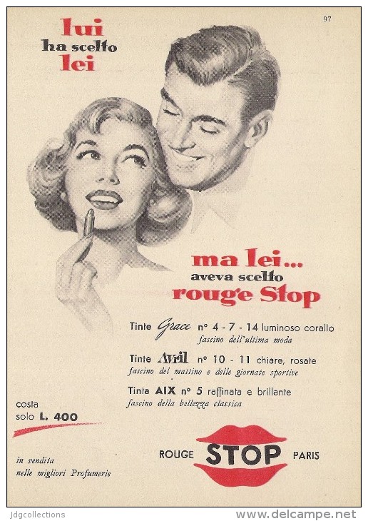 # ROUGE STOP PARIS 1950s Advert Pubblicità Publicitè Reklame Lipstick Rossetto Lapiz Labial Beautè - Sin Clasificación