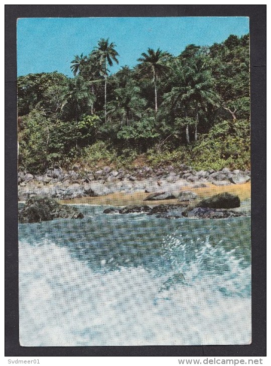 Liberia: PPC Picture Postcard To Netherlands, 1965, 1 Stamp, Card: Coast Of Loos Islands, Guinea (stamp Damaged) - Liberia