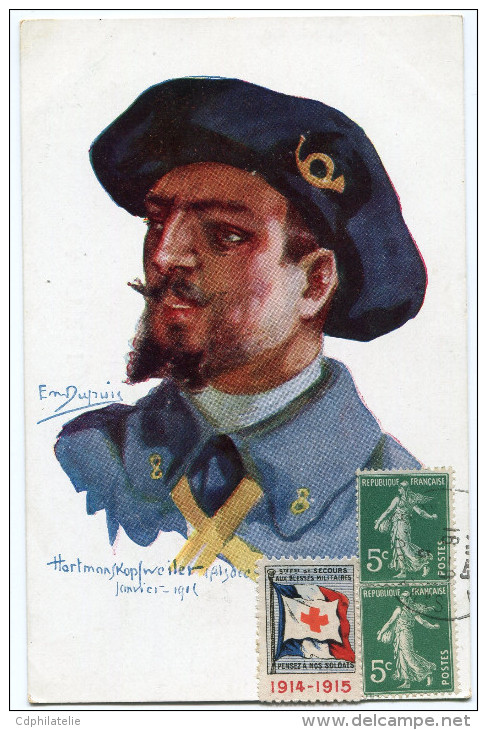 FRANCE THEME CROIX-ROUGE CARTE POSTALE N°8 NOS POILUS AVEC VIGNETTE Ste Fce SECOURS AUX BLESSES MILITAIRES.....1914-1915 - WW I