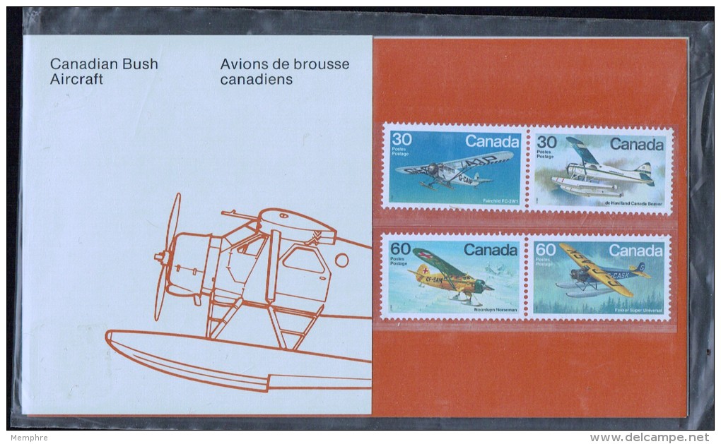 1982  Bush Aircraft  Complete Set Of 4 In Canada Post Presentation Folder  Sc 969-972 Se-tenant Pairs - Neufs