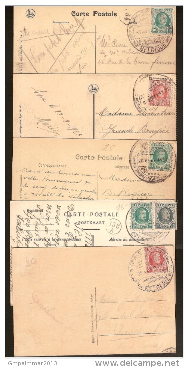 HOUYOUX 5 Postkaarten Van SPA Met SPECIALE Stempel SPA MINERAAL WATERS (zie 3 Scans) ! Inzet Aan 10 € ! - 1922-1927 Houyoux