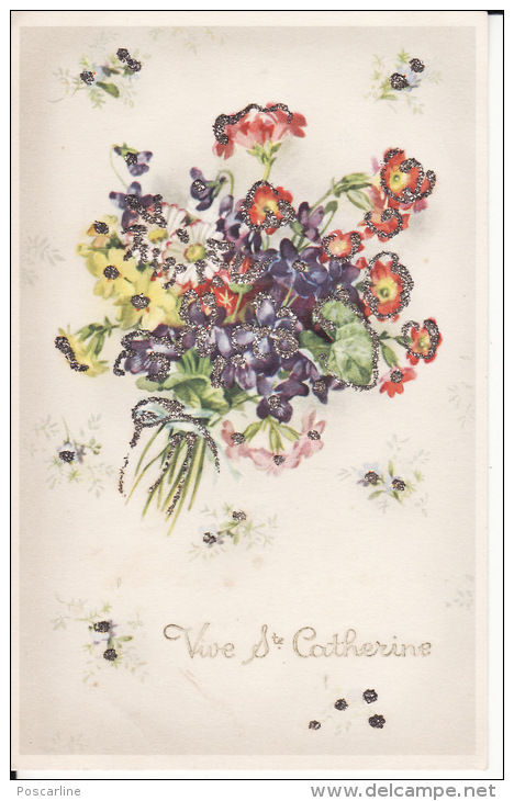 Sainte Catherine, Bouquet De Violettes, Primevères, Paillettes - Saint-Catherine's Day