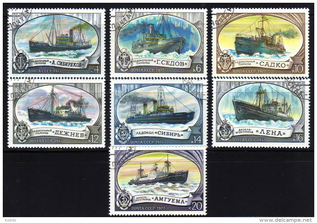 UdSSR 1977 - Eisbrecher, Icebreaker - MiNr.4614-4620 Kompletter Satz - Barcos Polares Y Rompehielos