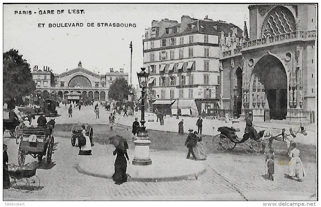CARTE POSTALE ORIGINALE ANCIENNE : PARIS ; GARE DE L'EST LE BOULEVARD DE STRASBOURG  ANIMEE  PARIS (75) - Gares - Sans Trains