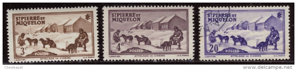 Saint Pierre Et Miquelon  - Oblitéré - Charnière  Y&T 1938  N° 168 - 169 - 173 Attelage 2c - 4c - 20c - Gebraucht