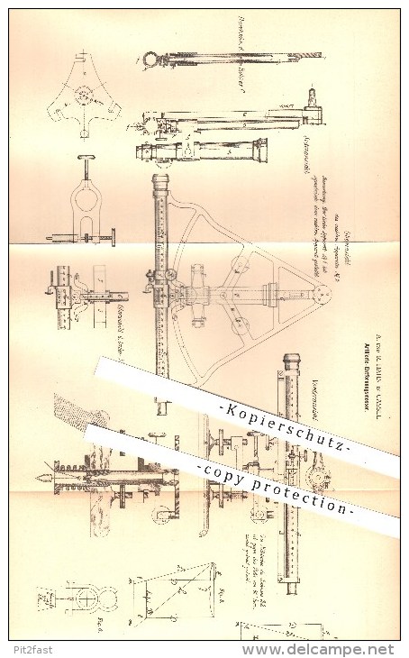 Original Patent - A. Hahn In Kassel , 1877 , Artillerie - Entfernungsmesser , Fernrohr , Visier !!! - Optica