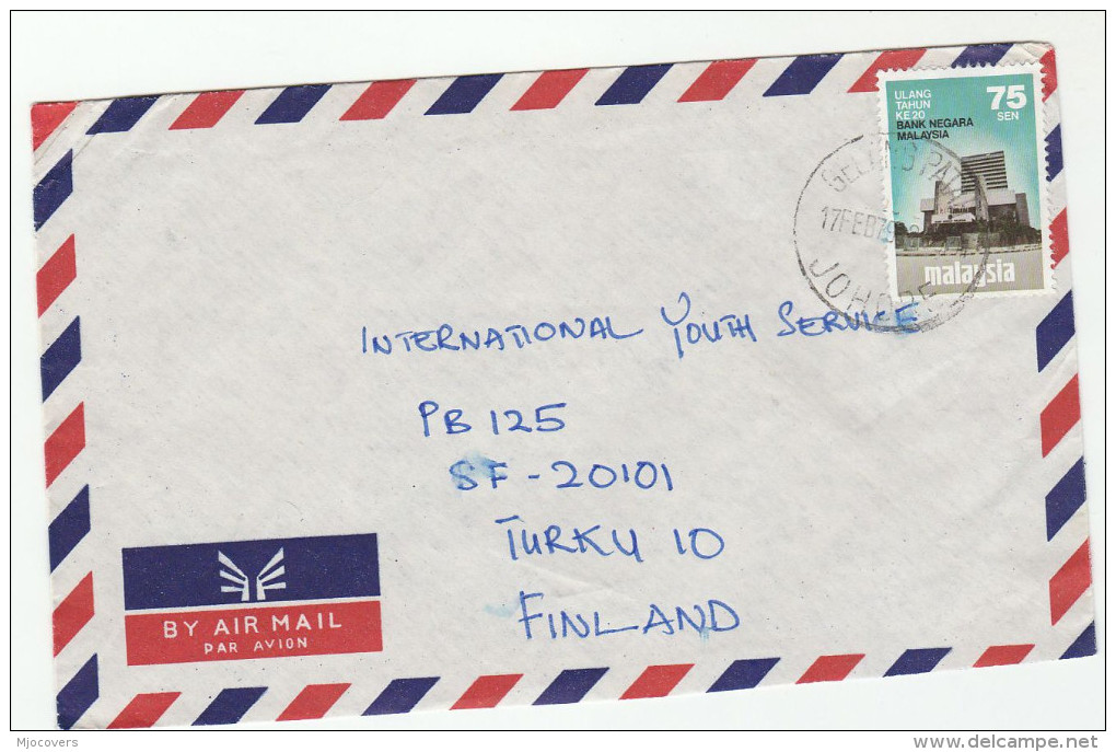 1979 Air Mail MALAYSIA COVER  To Finland 75s Negara BANK Stamps  Malaya - Malaysia (1964-...)