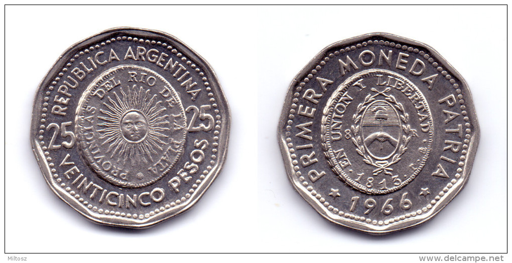 Argentina 25 Pesos 1966 1st Issue Of National Coinage In 1813 - Argentina