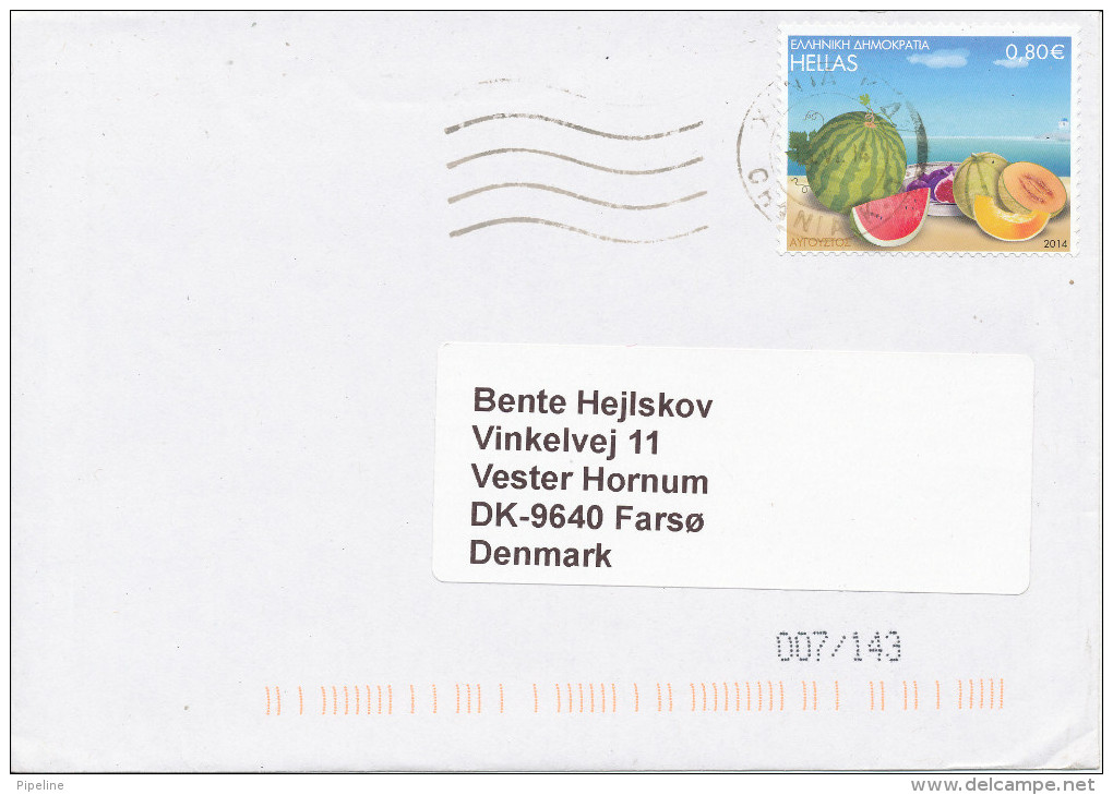 Greece Cover Sent To Denmark 13-6-2014 Single Stamped - Covers & Documents