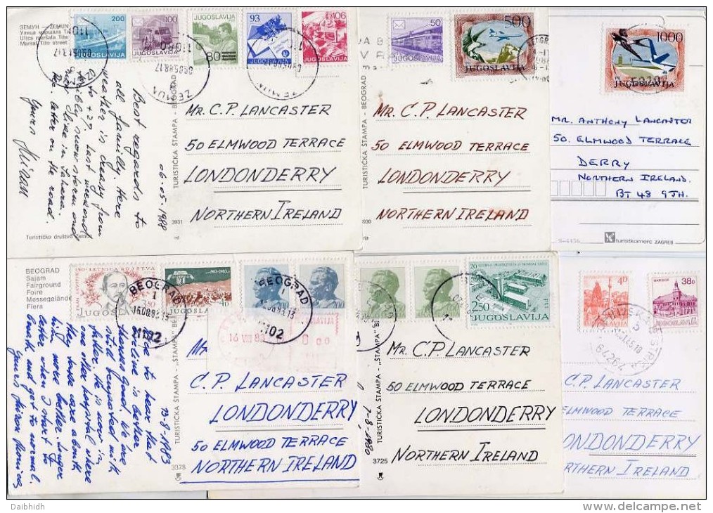 YUGOSLAVIA 1980's  Six Postcards With Various Definitive And Commemorative Stamps. - Briefe U. Dokumente