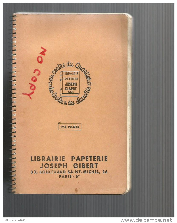 Petit Cahier Petit Carreaux à Ressort Gibert Joseph , Tbe Dans Son Jus - G