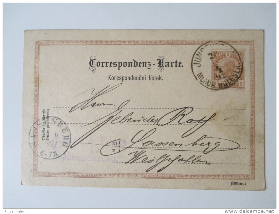 Österreich GA 11 Stk. 1886-1921. Firmenkorrespondenz. Preussen K2 nachverwendeter Stempel Sassenberg