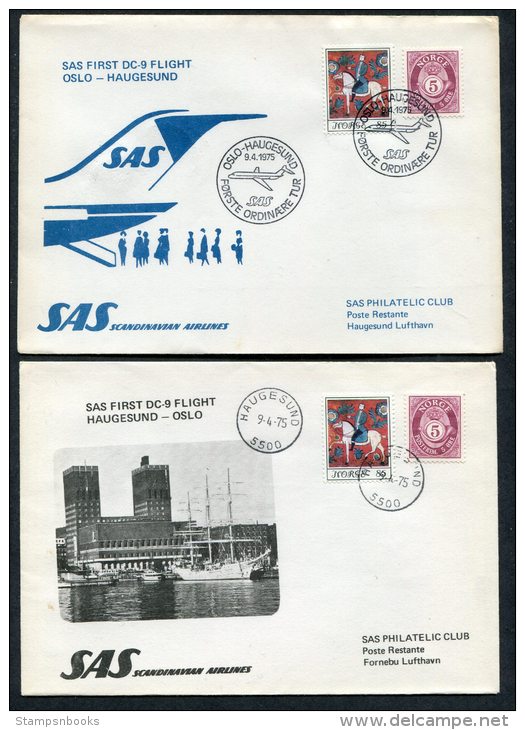 1975 Norway Oslo / Haugesund SAS First Flight Covers(2) - Covers & Documents