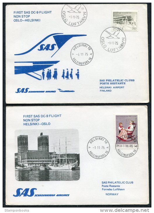 1975 Norway Finland Oslo / Helsinki SAS First Flight Covers(2) - Covers & Documents