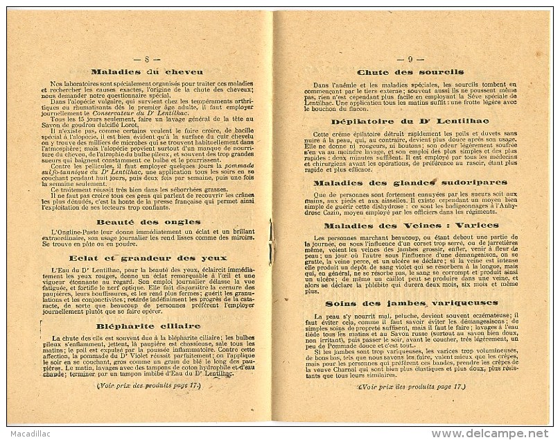 Brochure - Hygiène Et Beauté - Soins De La Femme - Début 1900 - Kataloge
