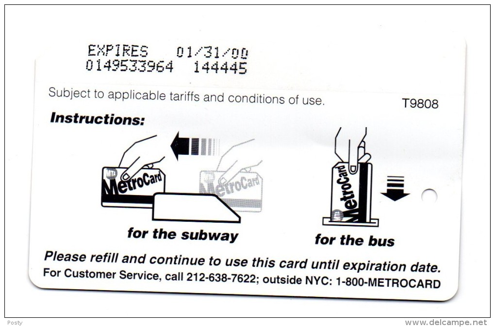 TICKET - METRO - NEW-YORK - MetroCard - 2000 - - Monde