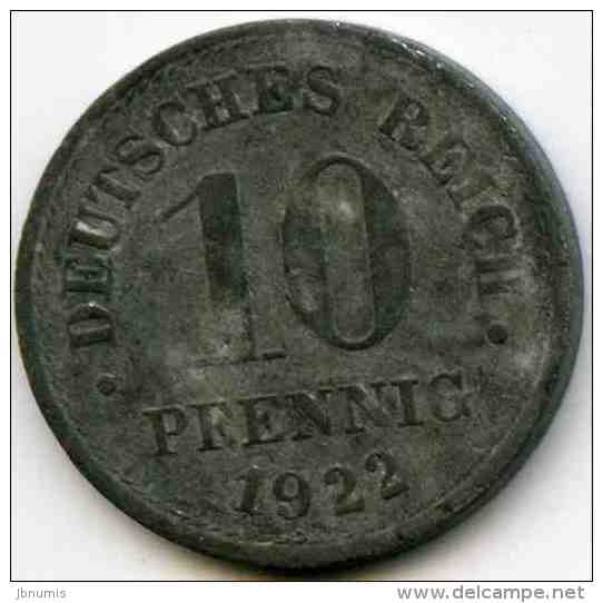 Allemagne Germany 10 Pfennig 1922 J 299 KM 26 - 10 Pfennig