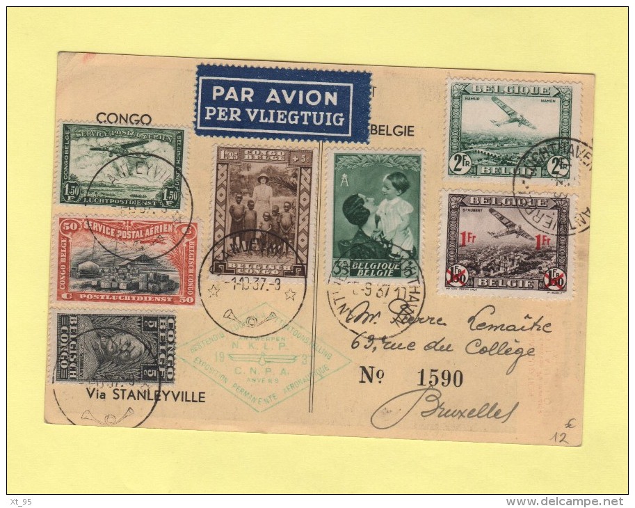 Exposition Aeronautique - Belgique - Congo Belge - 1937 - Brieven En Documenten