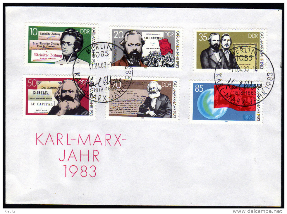 DDR 1983 - 100. Todestag Karl MARX - MiNr.2783-2788 Sonderstempel FDC - Karl Marx