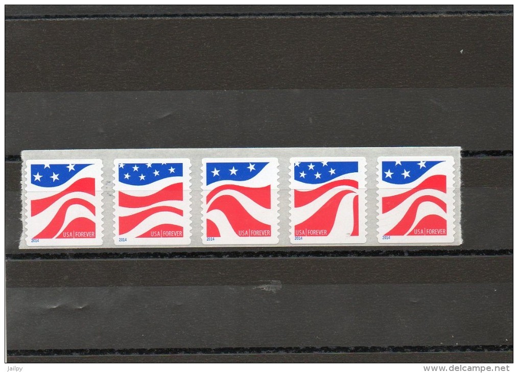 ETATS-UNIS    5 Timbres  Forever  2014    Scott: 4894 à 4897   Roulette  Avec N° Au Dos      Neufs - Ruedecillas (Números De Placas)