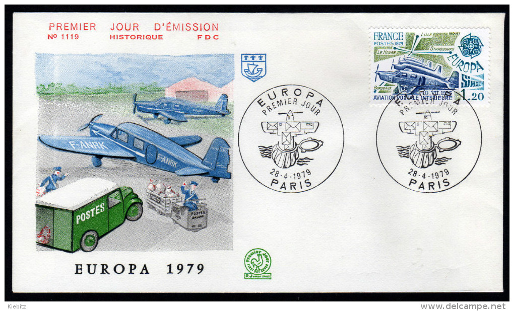 FRANKREICH 1979 - Postflugzeug, Europa CEPT - Sonderstempel FDC - Post