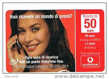 VODAFONE ITALIA - CAT.C.&C.(7^ EDIZ.) NC -  MEGAN 50 EURO  SC.  2012.01  - USATA (RIF. CP) - [2] Sim Cards, Prepaid & Refills