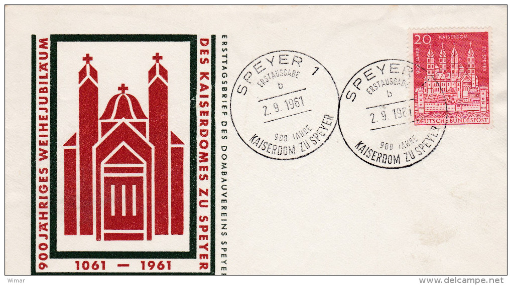 FDC 1961 Speyer 900jähriges Weihejubiläum Des Kaiserdomes Zu Speyer - Christianisme
