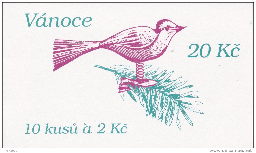 Czech Rep. / Stamps Booklet (1994) 0056 ZS 1 Christmas (Cherub Pastries; Glass Ornament - Bird; Twig Of The Tree) (J3787 - Unused Stamps